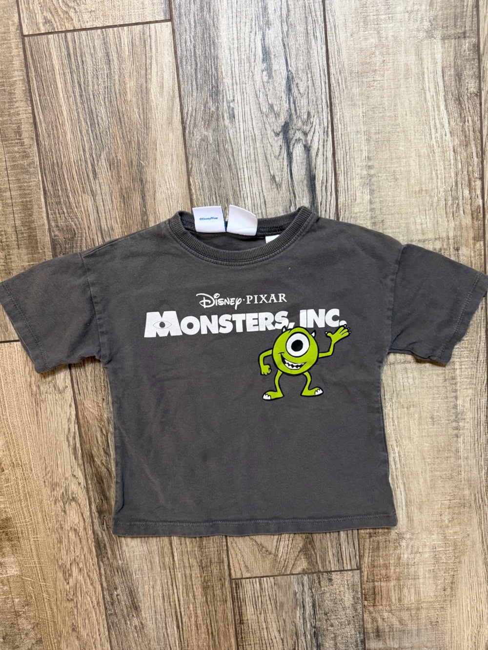 Zara Kids Monsters, Inc. Charcoal Tee with Green Mike Graphic